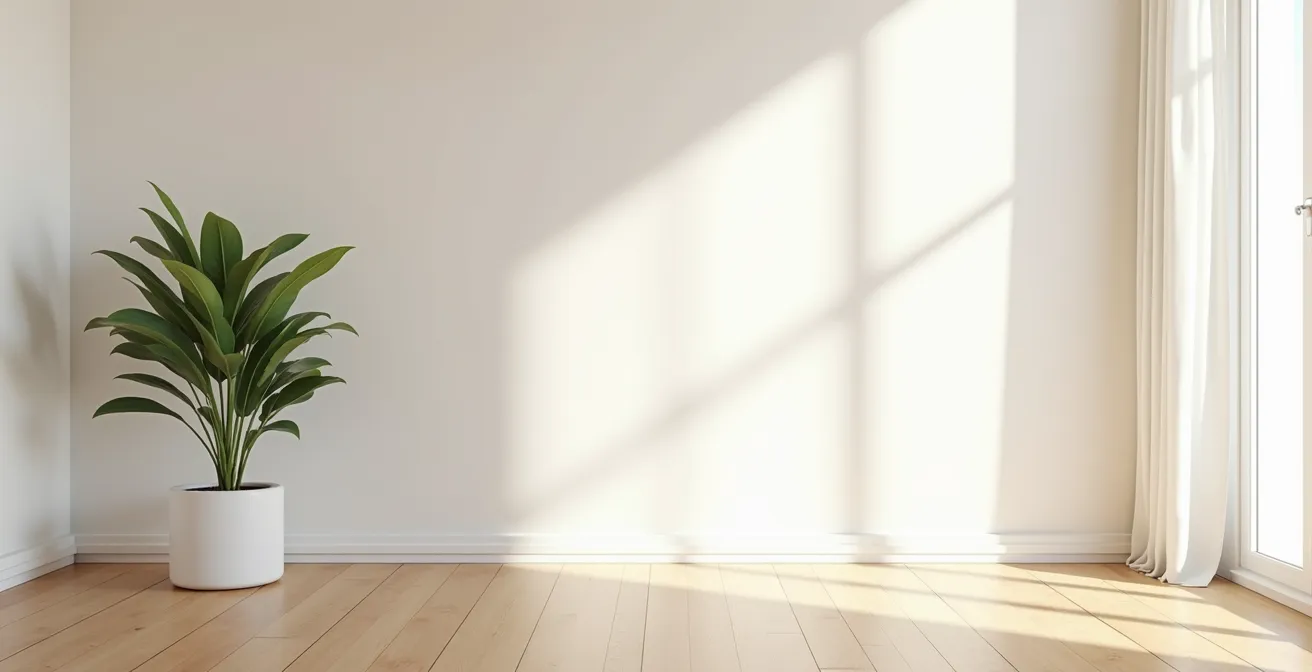 Intérieur épuré méditerranéen baigné de lumière naturelle
