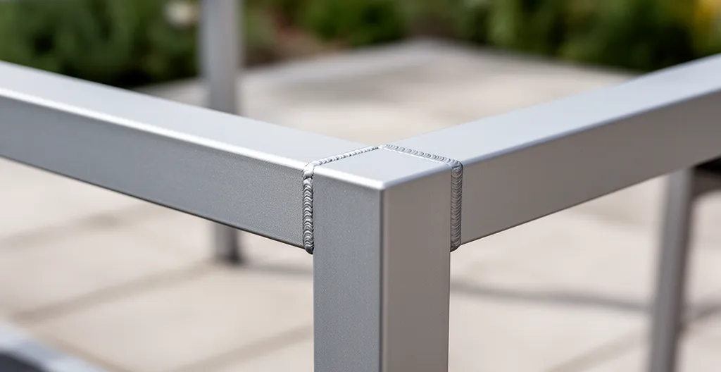 Détail structure aluminium salon de jardin