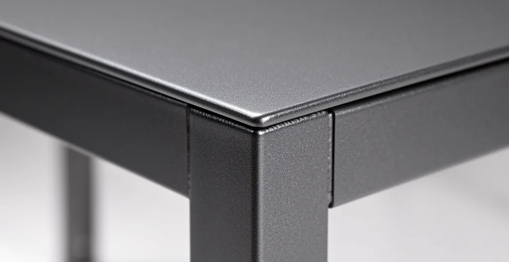 Détail soudure invisible mobilier jardin aluminium thermolaqué haut de gamme