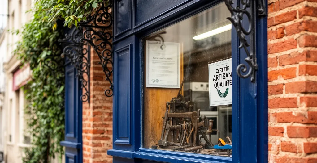 Devanture d'un magasin électroménager de quartier avec indication de service