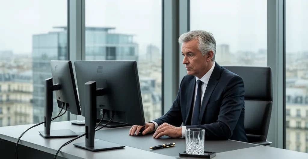 Dirigeant travaillant à son bureau de direction moderne dans un espace professionnel lumineux