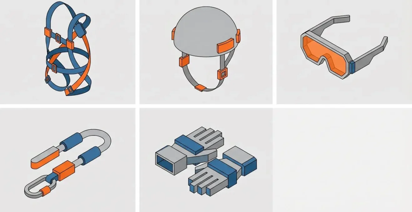 Équipements de protection individuelle pour le travail en hauteur : harnais, longe, casque et EPI